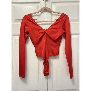 RE/DONE X danskin size small‎ red long sleeve snap bodysuit NEW